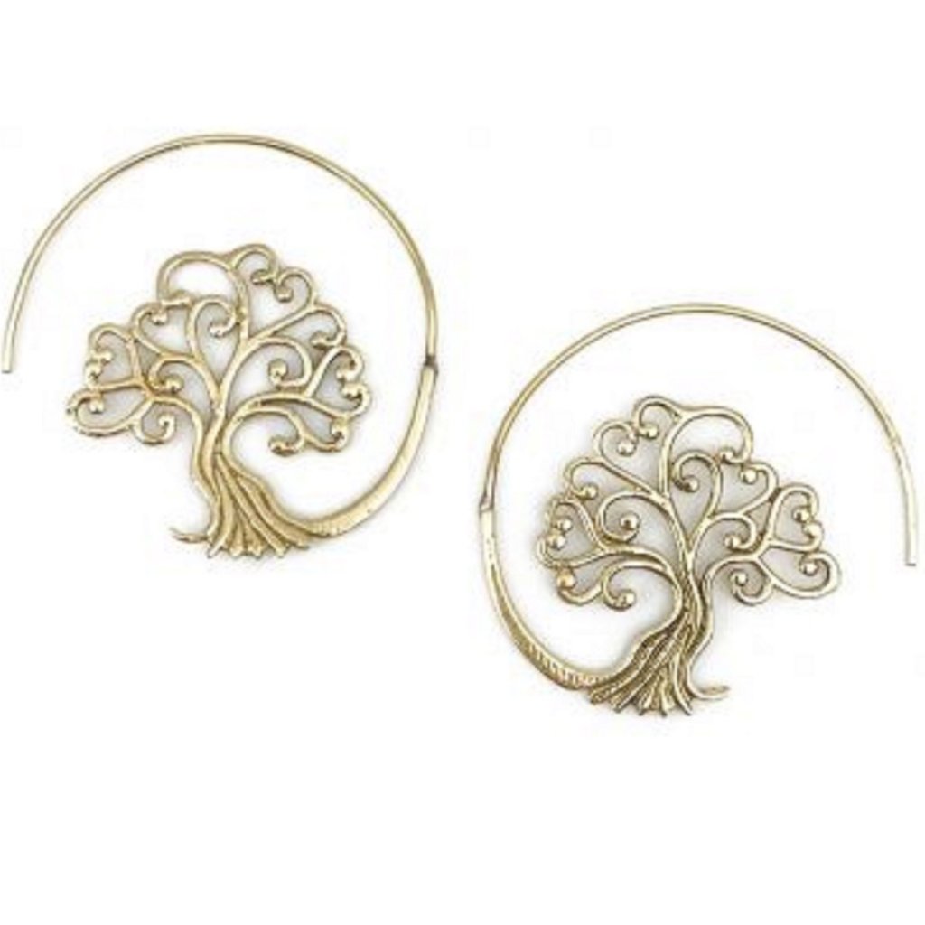 Anju Tanvi Collection Open Hoop Gold Tree Of Life Earrings 23$